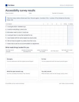 First page of the results worksheet PDF