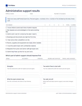 First page of the admin results worksheet PDF