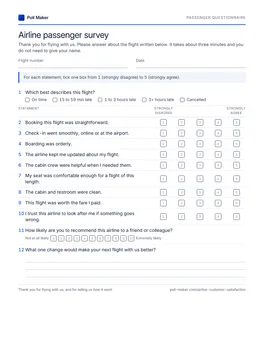 First page of the passenger questionnaire PDF