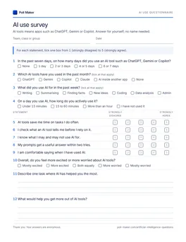 First page of the ai use questionnaire PDF