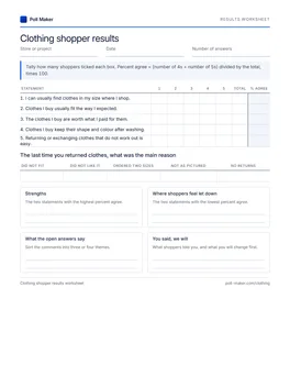 First page of the results worksheet PDF