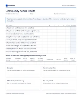 First page of the results worksheet PDF