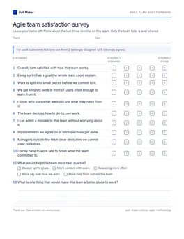 First page of the agile team questionnaire PDF