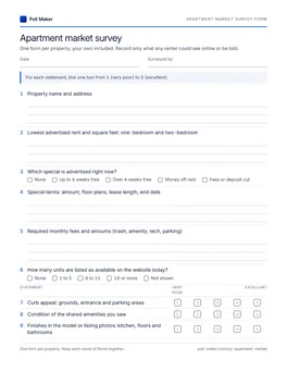 First page of the market survey form PDF