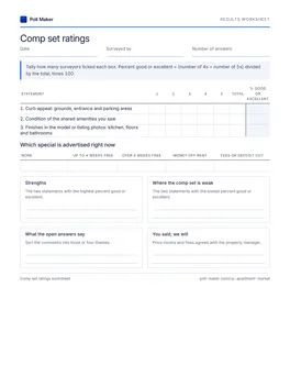 First page of the comp set summary PDF