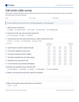 First page of the callback interview sheet PDF