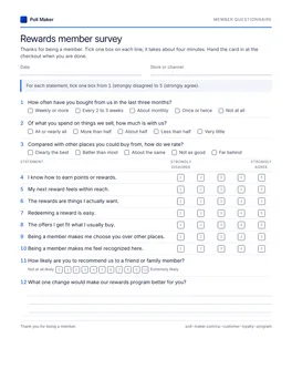 First page of the member questionnaire PDF