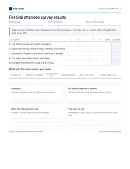 First page of the results worksheet PDF