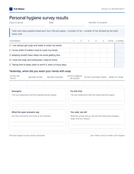 First page of the results worksheet PDF