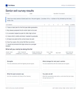 First page of the results worksheet PDF