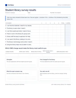First page of the results worksheet PDF