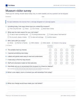 First page of the museum visitor questionnaire PDF