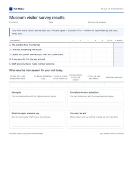 First page of the results worksheet PDF