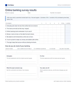 First page of the results worksheet PDF