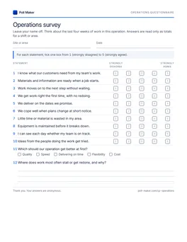 First page of the operations questionnaire PDF