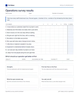 First page of the operations results worksheet PDF