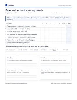 First page of the results worksheet PDF