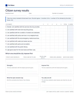 First page of the results worksheet PDF
