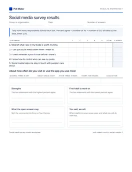 First page of the results worksheet PDF