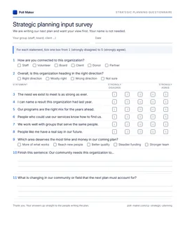 First page of the stakeholder input questionnaire PDF