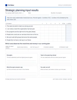 First page of the input results worksheet PDF