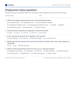 First page of the employment questionnaire PDF