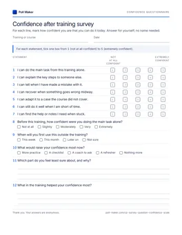 First page of the confidence questionnaire PDF