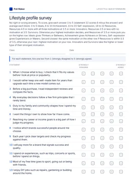 First page of the lifestyle questionnaire PDF