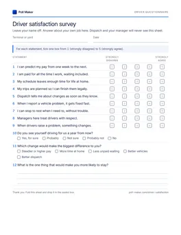 First page of the driver questionnaire PDF