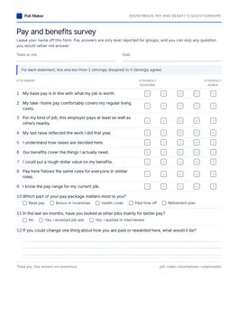 First page of the pay and benefits questionnaire PDF