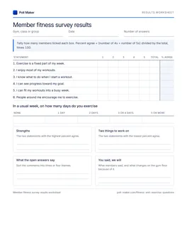 First page of the results worksheet PDF