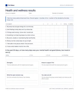 First page of the group results worksheet PDF