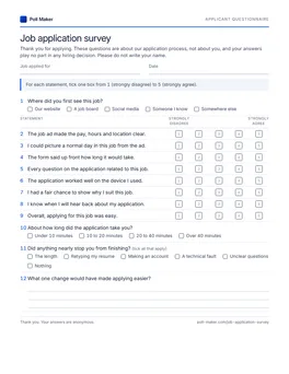 First page of the applicant questionnaire PDF
