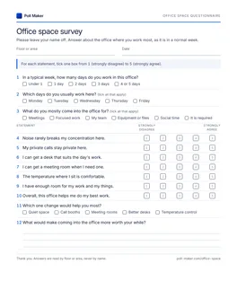 First page of the office space questionnaire PDF