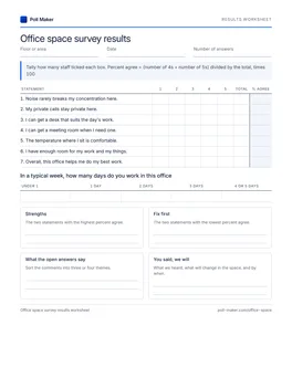 First page of the results worksheet PDF