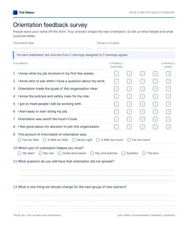 First page of the new starter questionnaire PDF