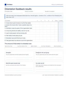 First page of the results worksheet PDF