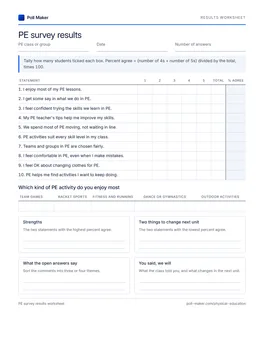 First page of the results worksheet PDF