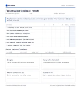 First page of the results worksheet PDF