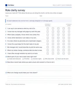 First page of the role clarity questionnaire PDF
