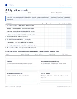 First page of the safety culture tally sheet PDF
