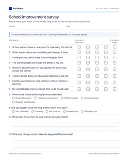 First page of the staff and parent questionnaire PDF