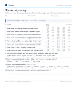 First page of the site security checklist PDF