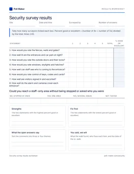 First page of the results worksheet PDF