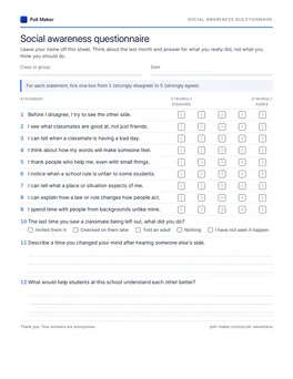 First page of the social awareness questionnaire PDF