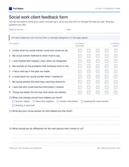 First page of the client feedback form PDF