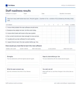 First page of the readiness tally sheet PDF