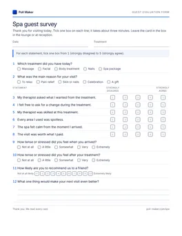 First page of the guest evaluation form PDF