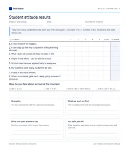 First page of the attitude results worksheet PDF