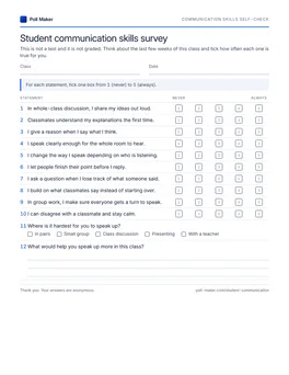 First page of the communication skills self-check PDF